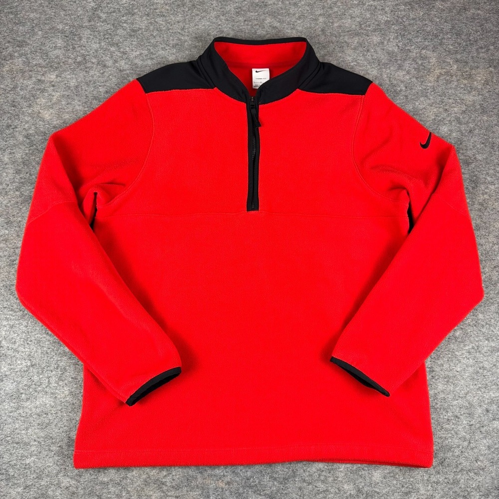 Nike Golf Therma Fit Victory 1/4 Zip Fleece Pullover Red Mens Large L